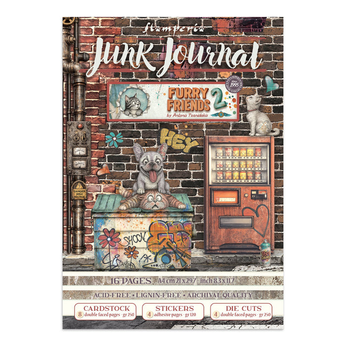 STAMPERIA JUNK JOURNAL STICKERS CUT OUT BACKGROUNDS FURRY FRIENDS 2 - SBJK33(PRE ORDER NOW SHIPPING IN LATER OCTOBER 2026)