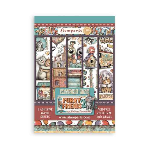 STAMPERIA WASHI PAD 8 SHEETS FURRY FRIENDS 2 - SBW39