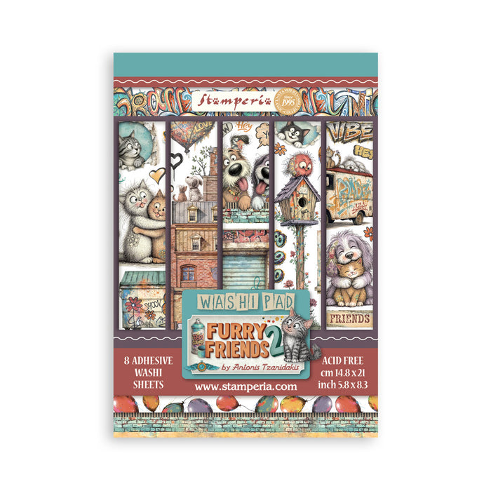 STAMPERIA WASHI PAD 8 SHEETS FURRY FRIENDS 2 - SBW39