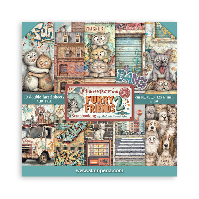 STAMPERIA 12 X 12 PAPER PACK DOUBLE FACE FURRY FRIENDS 2 - SBBL194(PRE ORDER NOW SHIPPING IN LATER OCTOBER 2026)