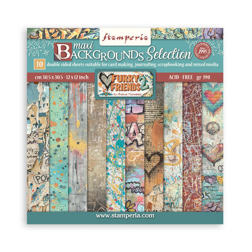 STAMPERIA 12 X 12 PAPER PACK DOUBLE FACE BACKGROUND FURRY FRIENDS 2 -SBBL195(PRE ORDER NOW SHIPPING IN LATER OCTOBER 2026)