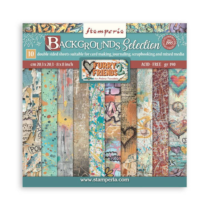 STAMPERIA 8 X 8 PAPER PACK DOUBLE FACE BACKGROUND FURRY FRIENDS 2 - SBBS151(PRE ORDER NOW SHIPPING IN LATER OCTOBER 2026)