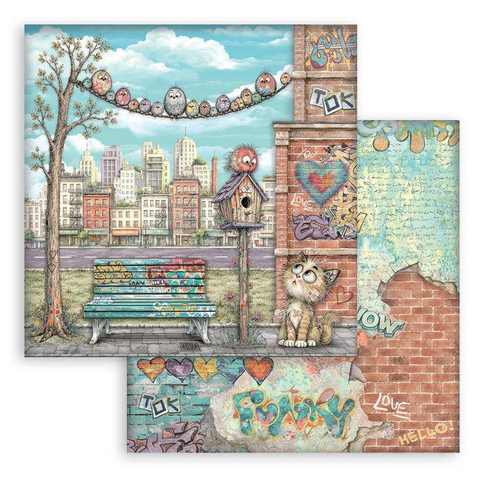 STAMPERIA 12X12 PAPER DOUBLE FACE FURRY FRIENDS 2 BENCH AND NEST- SBB1170(PRE ORDER NOW SHIPPING IN LATER OCTOBER 2026)