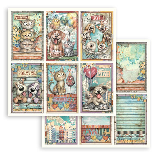 STAMPERIA 12X12 PAPER DOUBLE FACE FURRY FRIENDS 2 6 CARDS - SBB1171(PRE ORDER NOW SHIPPING IN LATER OCTOBER 2026)