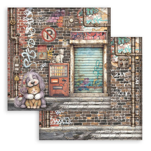 STAMPERIA 12X12 PAPER DOUBLE FACE FURRY FRIENDS 2 STREET ART DOG AND CAT - SBB1173(PRE ORDER NOW SHIPPING IN LATER OCTOBER 2026)