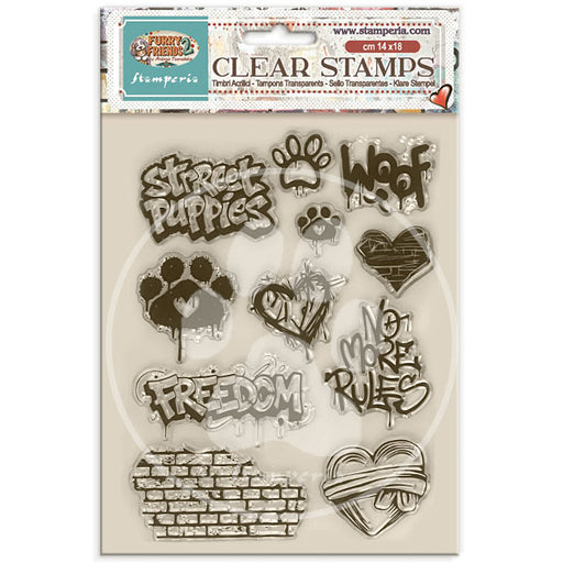 STAMPERIA RUBBER STAMP 14X18 FURRY FRIENDS 2 - WTK250(PRE ORDER NOW SHIPPING IN LATER OCTOBER 2026)