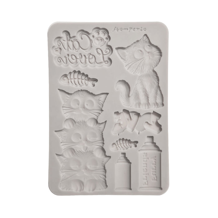 STAMPERIA SILICONE MOLD A5 FURRY FRIENDS 2 CATS - KACMA626(PRE ORDER NOW SHIPPING IN LATER OCTOBER 2026)