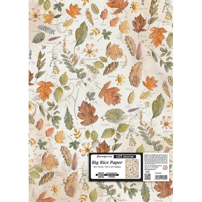 STAMPERIA A3 RICE PAPER FLOWERS AND POEMS LEAVES - DFSAJB020(PRE ORDER NOW SHIPPING IN LATER OCTOBER 2026)