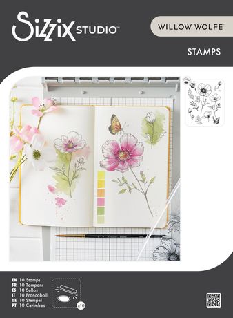 SIZZIX CLEAR STAMP SET COSMOS AND BUTTERFLIES -SZ666924