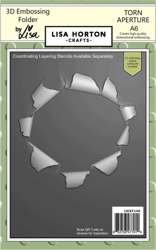 LISA HORTON 3D EMBOSSING FLODER TORN APERTURE 6X6 WITH DIE - LHCEF140
