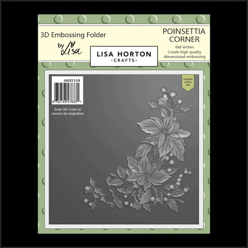 LISA HORTON CRAFTS POINSETTIA CORNER 6X6 3D EMBOSSING FOLDER - LHCEF158