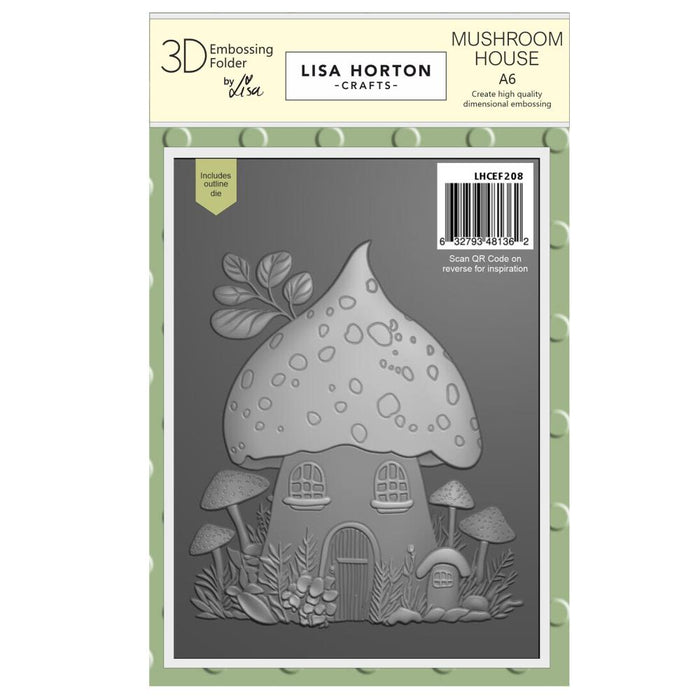 LISA HORTON EMBOSSING FOLDER AND DIE A6 MUSHROOM HOUSE - LHCEF208