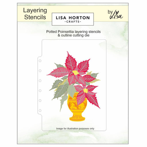 LISA HORTON LAYERED STENCILS POTTED POINSETTIA  STENCIL AND CUTTING DIE - LHCAS200