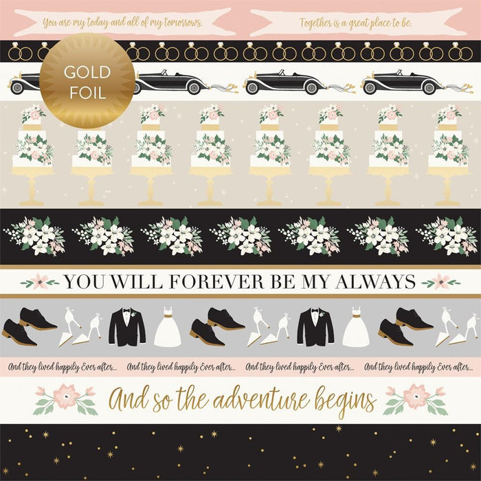ECHO PARK 12X12 PAPER WEDDING BORDER STRIPS GOLD FOILED - WD181008