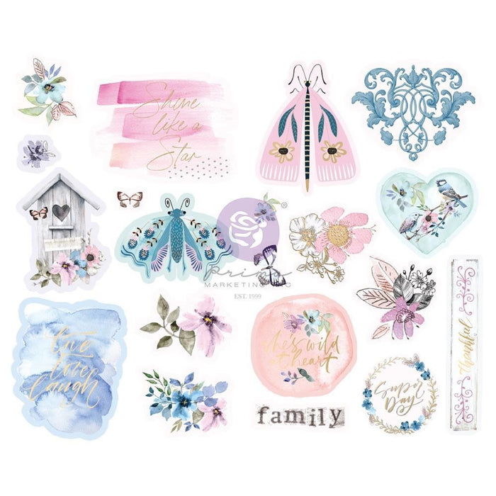 PRIMA WATERCOLOR FLORAL CHIPBOARD STICKERS - P651459