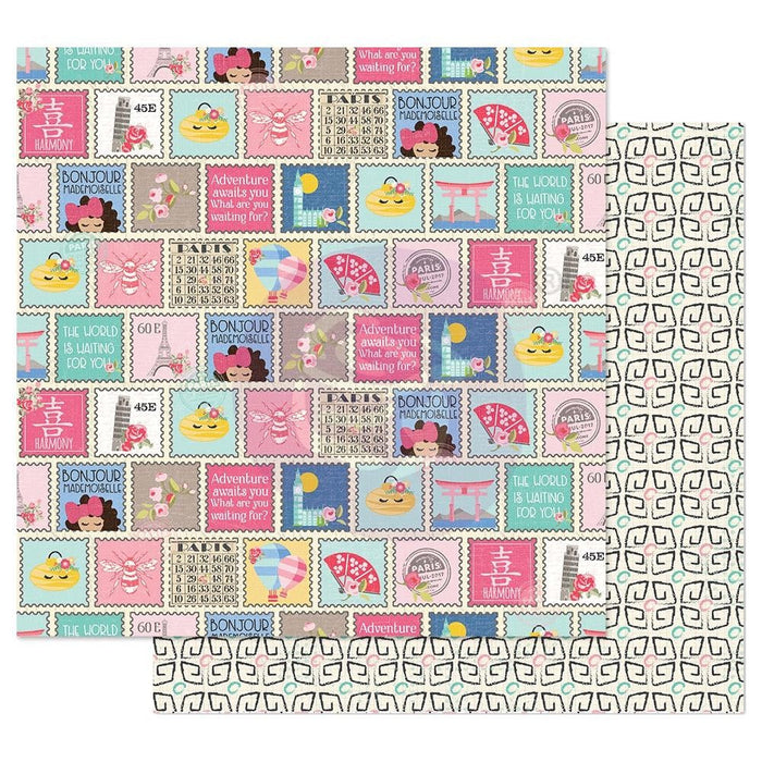 JULIE NUTTING 12X12 PAPER TRAVELING GIRL C WRITE SOON - P912826