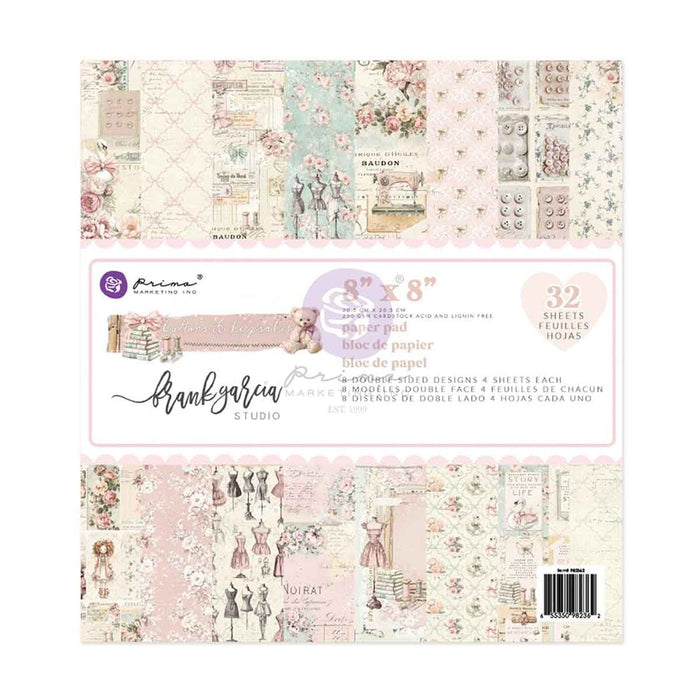 PRIMA BUTTONS AND KEEPSAKES COLLECTION 8X8 PAPER PAD 32 SHEETS - P982362