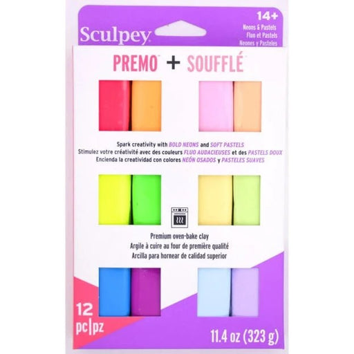 SCULPEY PREMO & SOUFFLE  PACK 12 PC NEONS AND PASTELS  - PE4075