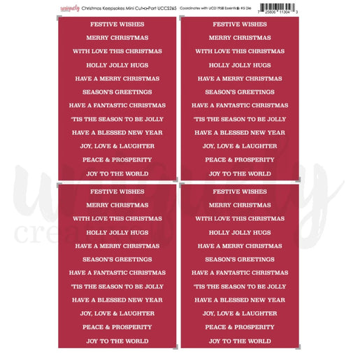 UNIQUELY CREATICE CHRISTMAS KEEPSAKES COLLECTION CUT-A-PART SHEET MINI - UCCS265