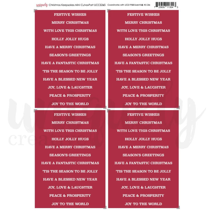 UNIQUELY CREATICE CHRISTMAS KEEPSAKES COLLECTION CUT-A-PART SHEET MINI - UCCS265
