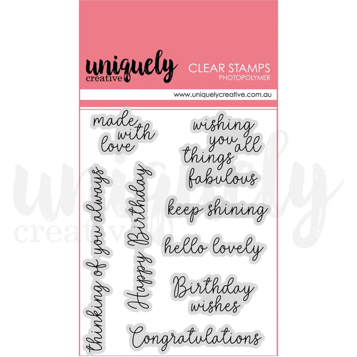 UNIQUELY CREATIVE ACRYLIC STAMP CELEBRATION SENTIMENTS PHOTOPOLYMER STAMP - UC1934