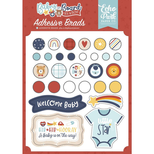 ECHO PARK BABY ON BOARD BOY ADHESIVE BRADS - BOB415020