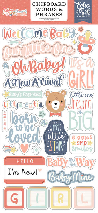 ECHO PARK BABY ON BOARD GIRL WORDS PHARES- CHIPBOARD - BOG414022