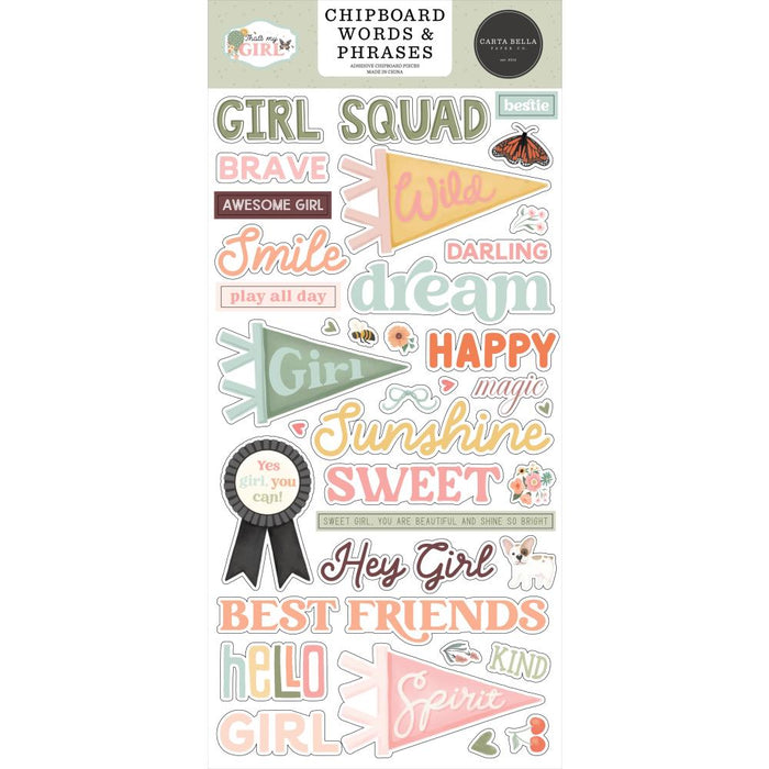 CARTA BELLA THAT’S MY GIRL 12 X 12 PAPER WORD PHRSE CHIPBOARD -CBG418022