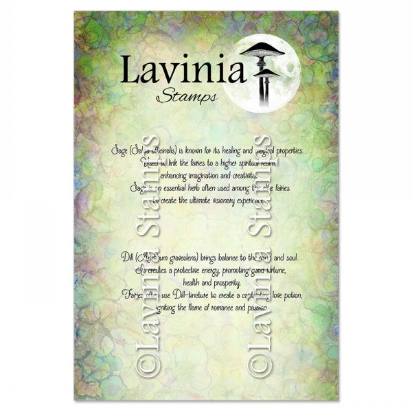 LAVINIA STAMPS  DILL AND SAGE WORDS STAMP- LAV940