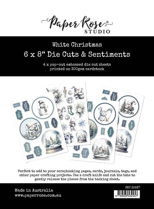 PAPER ROSE WHITE CHRISTMAS DIE CUTS AND SENTIMENTS  - 32937