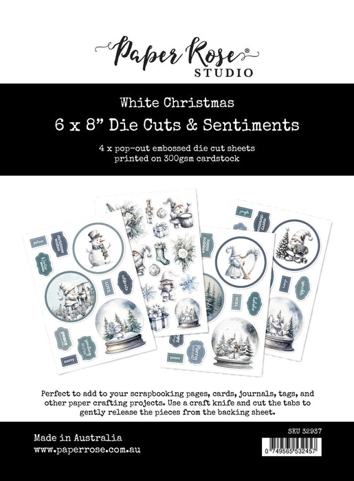 PAPER ROSE WHITE CHRISTMAS DIE CUTS AND SENTIMENTS  - 32937