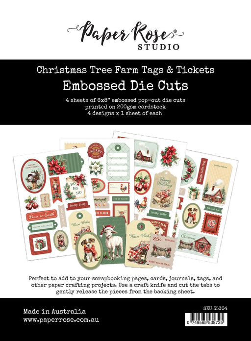 PAPER ROSE PAPER  CHRISTMAS TREE FARM TAGS AND TICKETS EMBOSSED DIE CUTS - 35304