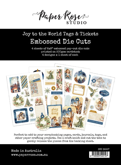 PAPER ROSE JOY TO THE WORLD TAGS AND TICKETS   EMBOSSED DIE CUTS - 35557