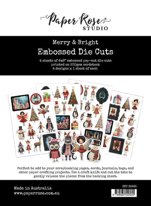 PAPER ROSE MERRY AND BRIGHT EMBOSSED DIE CUTS - 35665