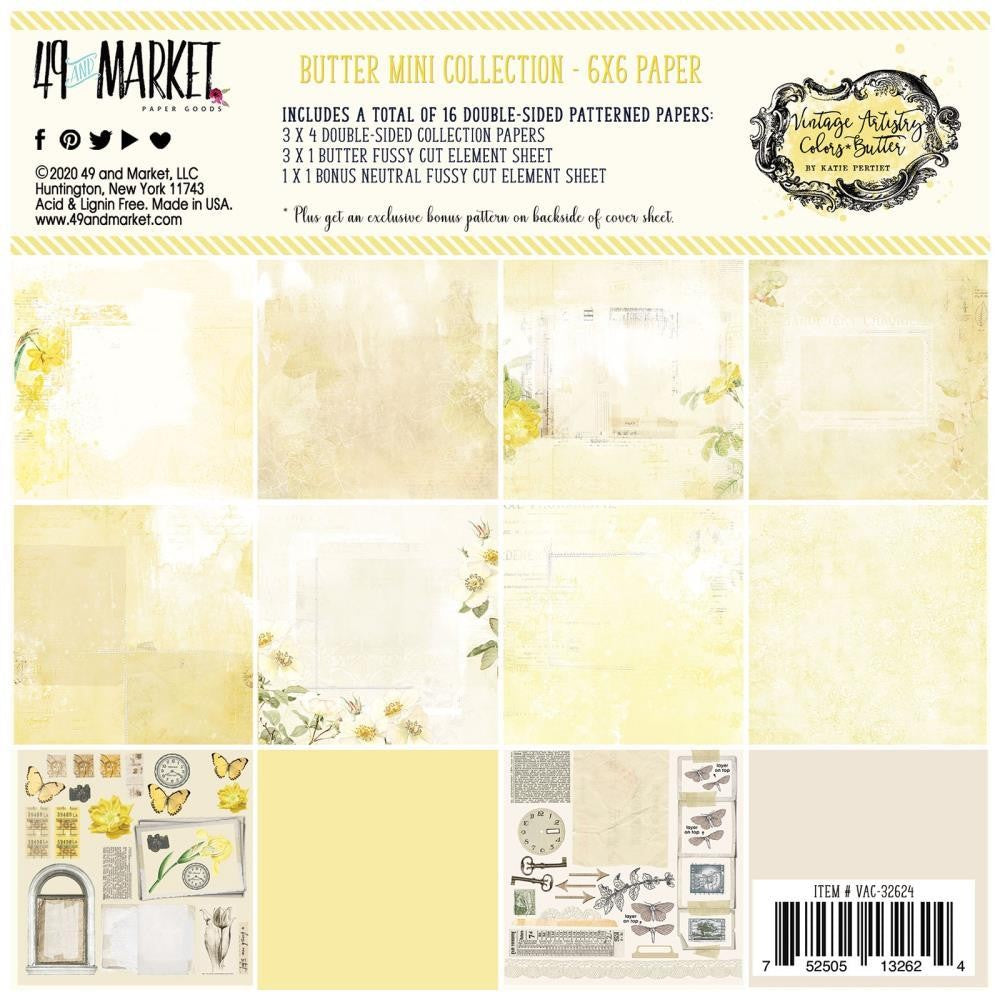 49 AND MARKET 6 X 6 PAPER PAD VINTAGE ARTISTRY BUTTER - VAC32624