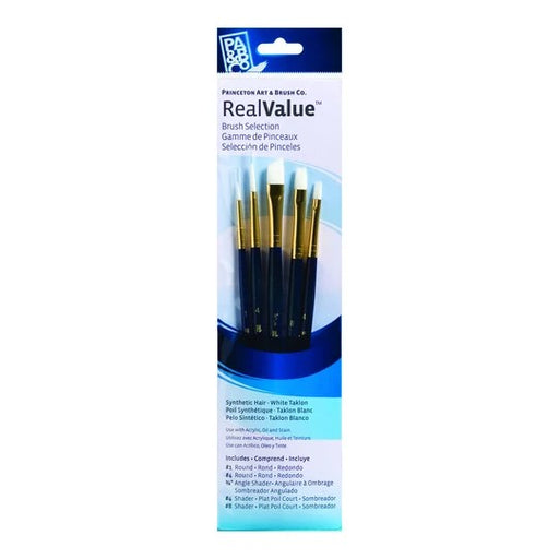 PRINCETON REALVALUE SYNTHETIC WHITE TAKLON SHORT HANDLE 5PC SET - PR9136