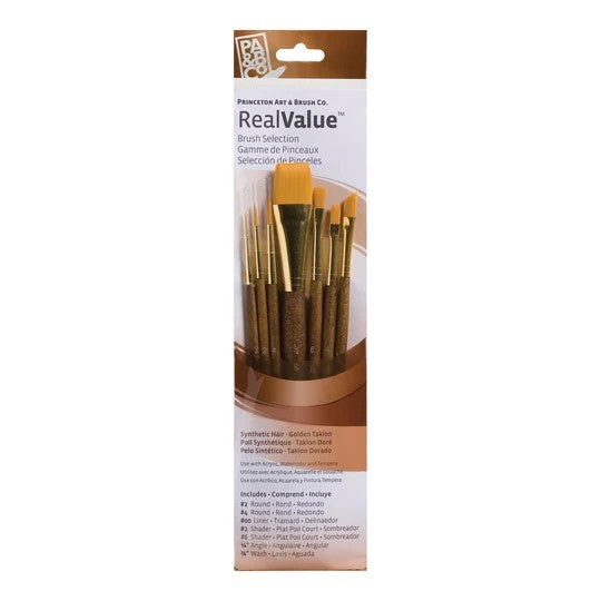 PRINCETON REALVALUE SYNTHETIC GOLD TAKLON SHORT HANDLE 7PC SET - PR9143