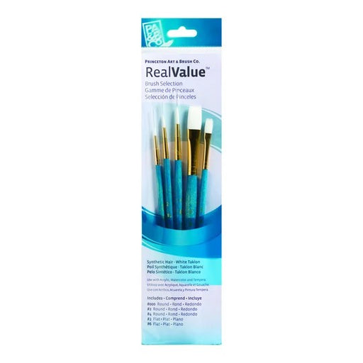 PRINCETON REALVALUE SYNTHETIC WHITE TAKLON SHORT HANDLE 5PC SET - PR9174