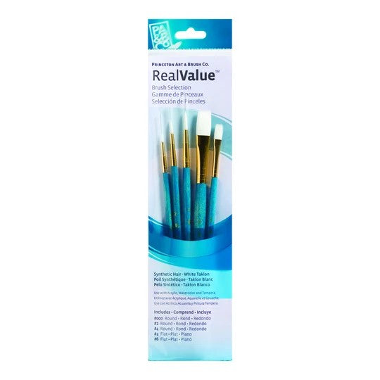 PRINCETON REALVALUE SYNTHETIC WHITE TAKLON SHORT HANDLE 5PC SET - PR9174