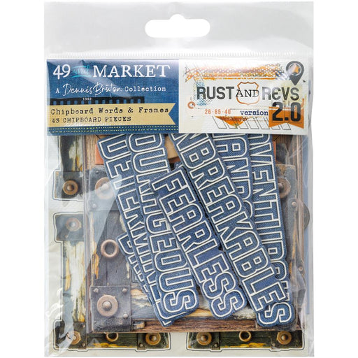 49 AND MARKET RUST AND REV COLLECTION ASSORTMENT CHIPBOARD WORDS - RR-21553