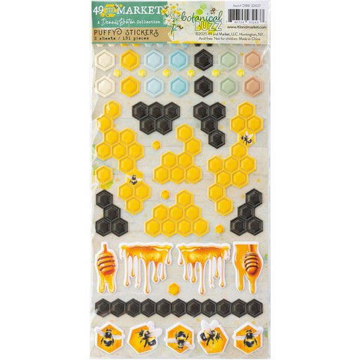 49 AND MARKET  BOTANICAL BUZZ COLLECTION PUFFY STICKERS   - DBB-32437