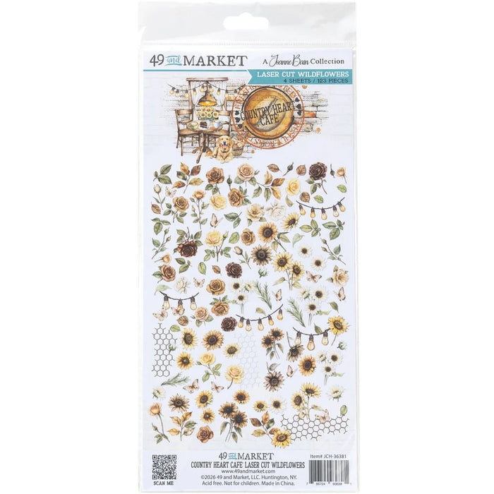 49 AND MARKET COUNTRY HEART CAFE COLLECTION LASER CUT WILDFLOWERS - JCH-36381