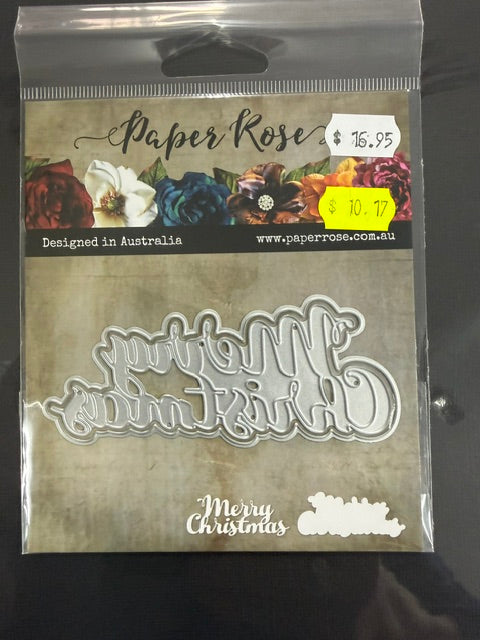 PAPER ROSE DIE MERRY CHRISTMAS TEXT - 17823