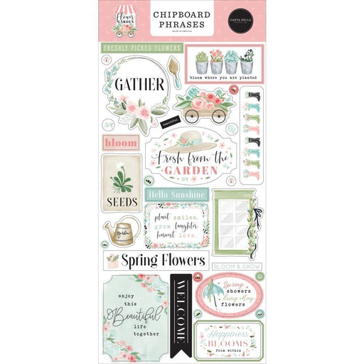 CARTA BELLA FLOWER GARDEN CHIPBOARD PHRASES - CBGA130022