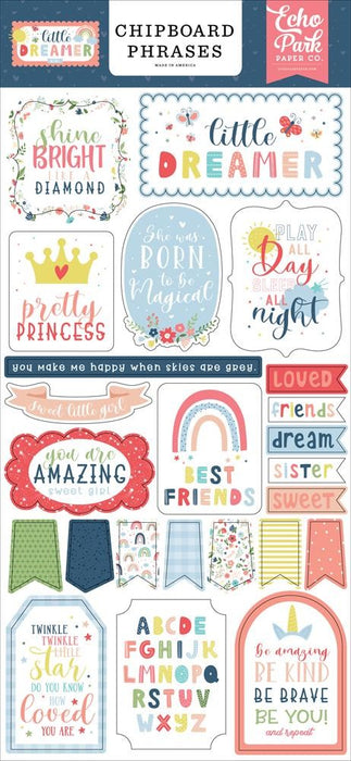 ECHO PARK LITTLE DREAMER GIRL CHIPBOARD PHRASES - LD237022