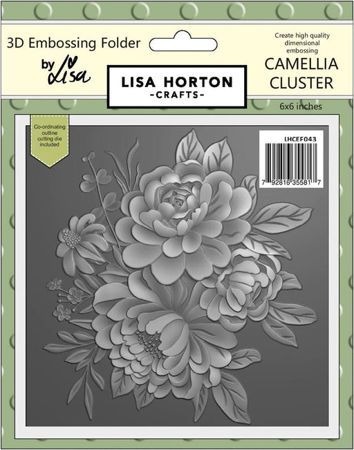 CAMELLIA CLUSTER 6X6 3D EMBOSSING FOLDER WITH CUTTING DIE - LHCEF043