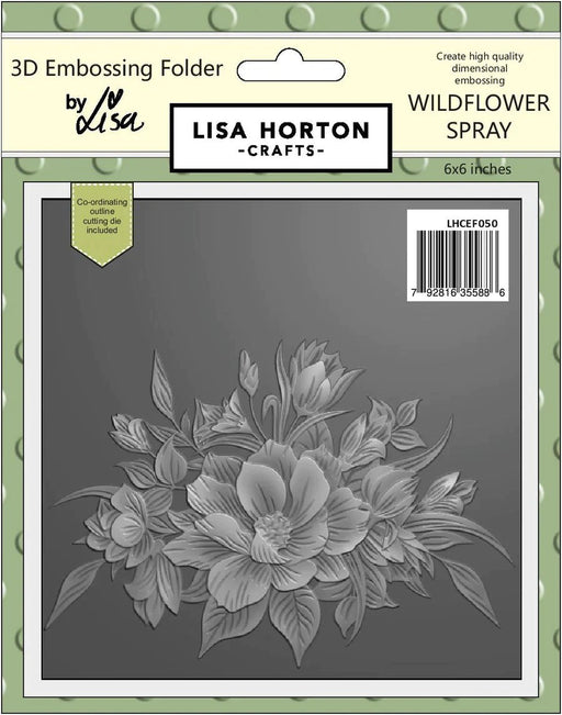 WILDFLOWER SPRAY 6X6 3D EMBOSSING FOLDER WITH CUTTING DIE - LHCEF050