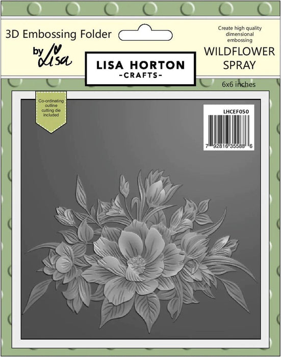 WILDFLOWER SPRAY 6X6 3D EMBOSSING FOLDER WITH CUTTING DIE - LHCEF050
