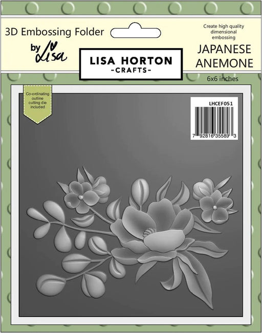 JAPANESE ANEMONE 6X6 3D EMBOSSING FOLDER WITH CUTTING DIE - LHCEF051