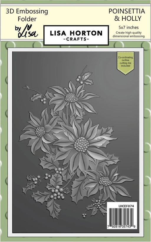 LISA HORTON 3D EMBOSSING FOLDER 5X7 WITH CUTTING DIE - POINS - LHCEF074
